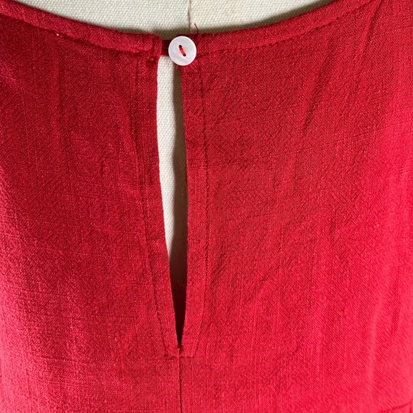 Umgee USA Red Linen Blend Tiered Mini Dress Short Sleeve Casual Womens Small New - Picture 6 of 13